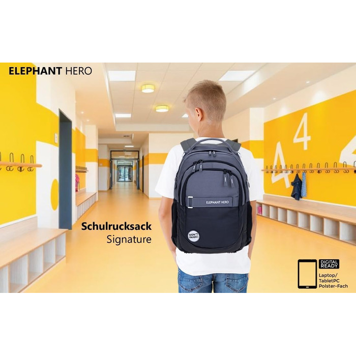 Шкільний рюкзак Elephant HERO SIGNATURE Cube (Зелено-блакитний) (Чорний Антрацит) 13047