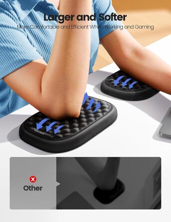 Підставка для зап'ястя VAYDEER під клавіатуру з підлокітником з Memory Foam - для комфортної роботи за комп'ютером (Світло-сіра, 1 шт.)