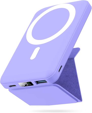 Powerbank Yiisonger Magsafe 10000mAh з бездротовою зарядкою, LED-дисплеєм та USB-C кабелем (фіолетовий)
