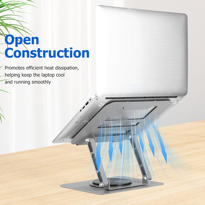 Підставка для ноутбука регульована по висоті, 360° обертання, складна, стабільна, з вентиляцією, ергономічна, сумісна з ноутбуками 10-17 дюймів