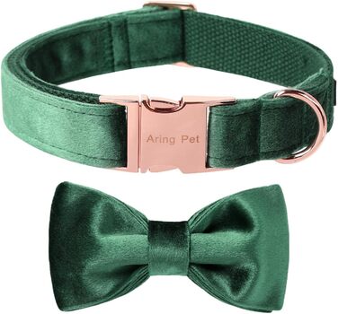 Елегантний ошийник для собак Aring з бантиком, темно-зелений, регульований, з м'якого велюру, подарунок для дівчаток та хлопчиків