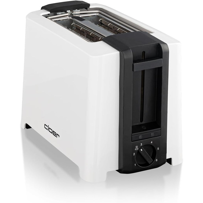 Тостер Cloer 3531 для 2 тостів XXL, 750-900 Вт, з функцією перевірки тосту, підставкою для булочок, режимом розморожування, додатковим підйомом, білий