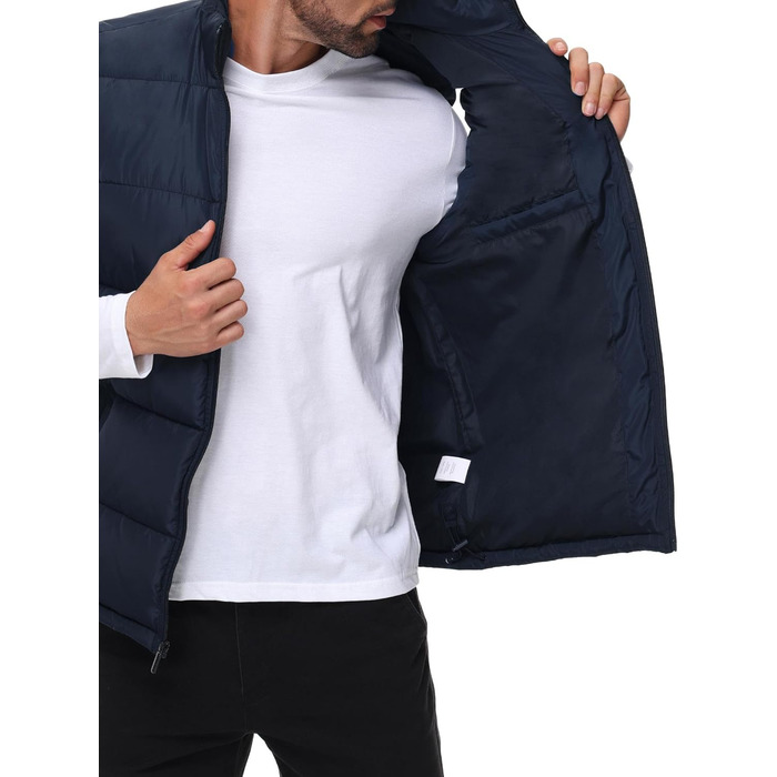 Чоловіча пухова жилетка, водовідштовхуюча, без рукавів, зі стійким коміром, на блискавці, зимова, теплий верхній одяг (XXL, темно-синій)