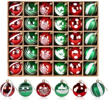 Набір ялинкових прикрас - 30 кульок 6см, пластик, темно-синій та білий, для ялинки