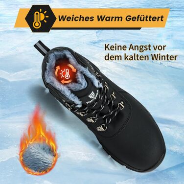 Чоботи робочі зимові непромокаючі з металевим носком для чоловіків та жінок. Робочі чоботи з антиковзною підошвою, захисне взуття, 40 EU, чорний