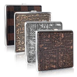 Металеве екіпен для сигарет на 20 штук з гумкою, 10*10*2 см - подарунок для чоловіків та жінок