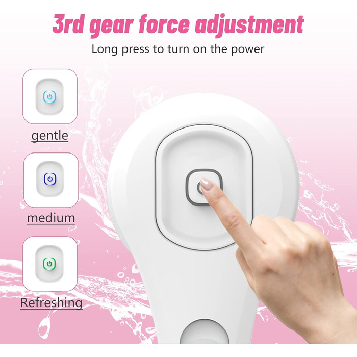 6-in-1 Electric Back Brush, Shower Brush with 6 Multifunctional Cleaning Heads, Body Brush 360° Rotation, IPX7 Waterproof 3 Speed Spin Cleaning Brush for Men Women (Pink)