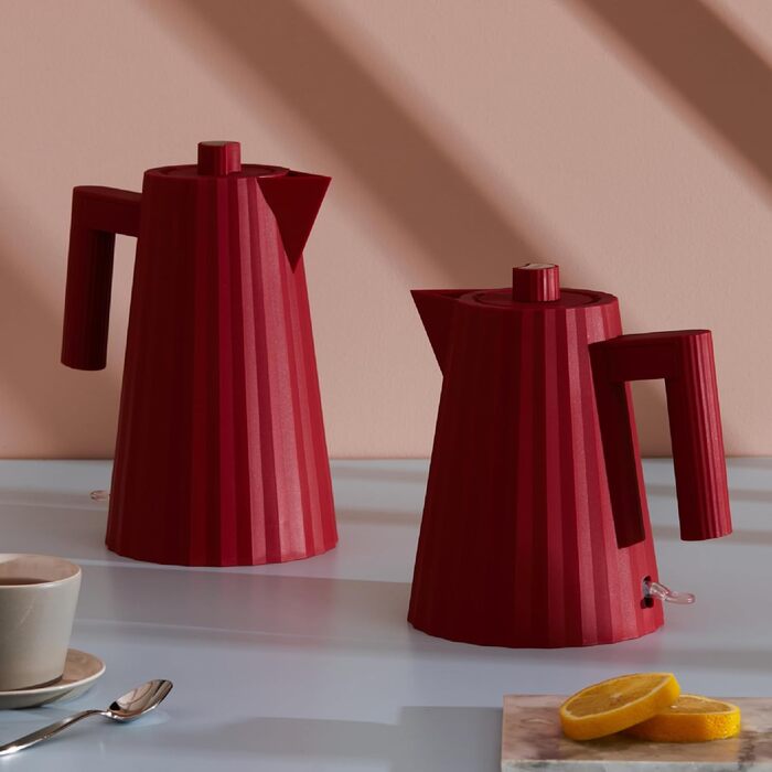 Alessi Plissé Red Electric Kettle - 1.7L, 2400W, Thermoplastic Resin, European Plug