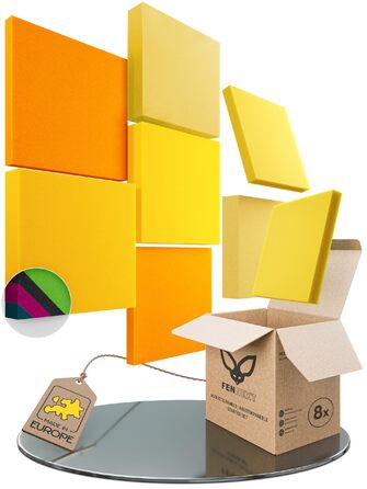 Акустичні панелі для поглинання шуму Sunny Shades, набір 8 шт, квадратні 3D панелі для стін, виготовлено в ЄС