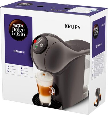 Кавомашина NESCAFÉ Dolce Gusto Genio S від KRUPS, 15 Bar, компактна, з автовимкненням, антрацит, KP243B