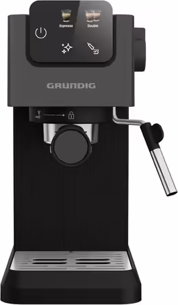GRUNDIG KSM 4330 Espresso Machine with Milk Frother, for Ground Coffee, Removable Water Tank, Touch Display, 1626 W Power, Memory Function, Black