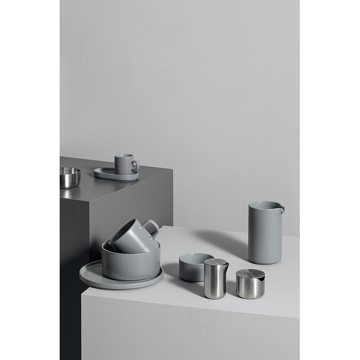 Blomus 63638 Basic Butter Dish, brushed stainless steel, medium & -BASIC- Sugar Bowl made of brushed stainless steel, sugar container ideal for white / brown sugar, timeless design, dishwasher-safe vessel