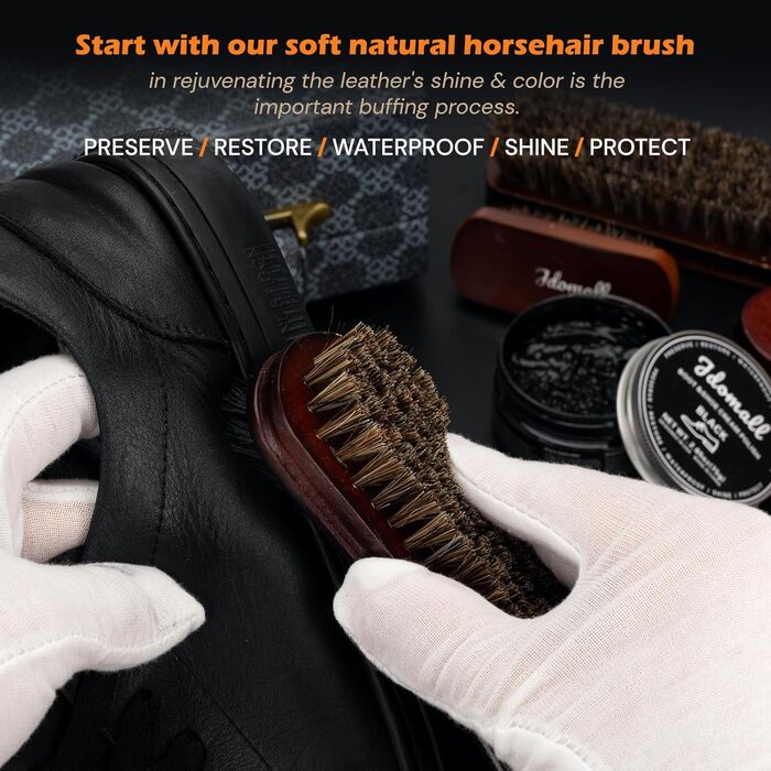 Shoe Polish Set 16-Piece, Premium Deluxe Shoe Cream Kit - 2.65 oz black, brown, and neutral shoe cream with brushes, polishing cloth, and more - Perfect gift for leather shoes and boot care set