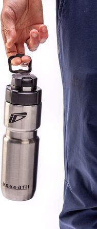 Speedfil Speedflask Vacuum-Insulated Stainless Steel Water Bottle for Cycling, Sports, with Lid 2.0 (silver)