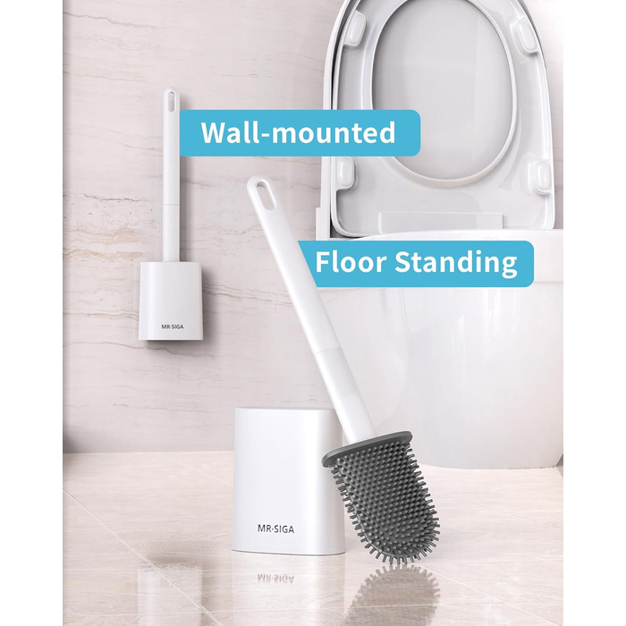 Набір щітки для унітазу та тримача MR.SlGA, настінний монтаж, компактний дизайн, білий, 2 шт.