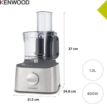 Кухонний комбайн Kenwood MultiPro Compact+ FDM316SS, 2,1 л, 800 Вт, з нержавіючої сталі, з вагами, 11 насадок, сріблястий