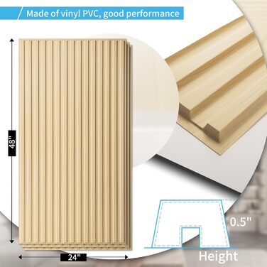 3D панелі для стін Art3d: PVC, 50x50 см, 3 м², 12 шт. (дуб, 120x60 см)