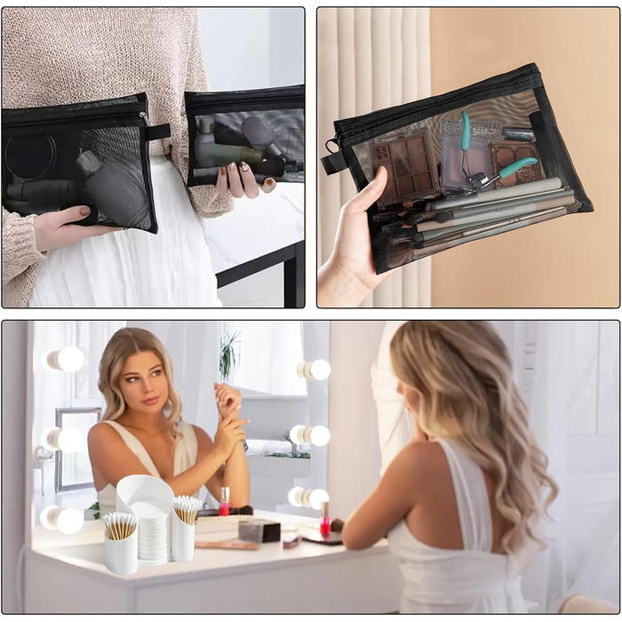 Контейнер для ватних паличок та дискочків, органайзер для спальні та туалетного столика, диспенсер для ватних паличок з сумкою для зберігання