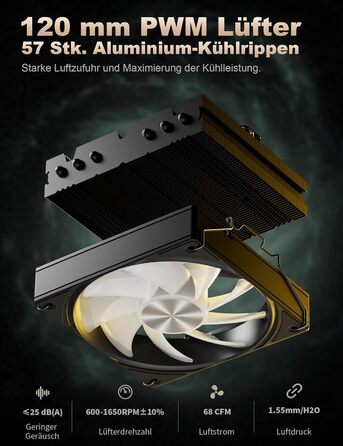 upHere H85KC6: Низькопрофільний кулер для CPU з ARGB підсвічуванням (180W TDP)