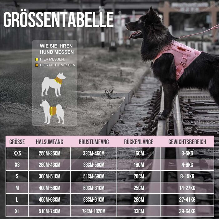 Нагрудник для собак OneTigris FIRE Watcher тактичний, безпечний, з 1 ручкою та 2 D-кільцями, 1000D нейлон (рожевий, XS)