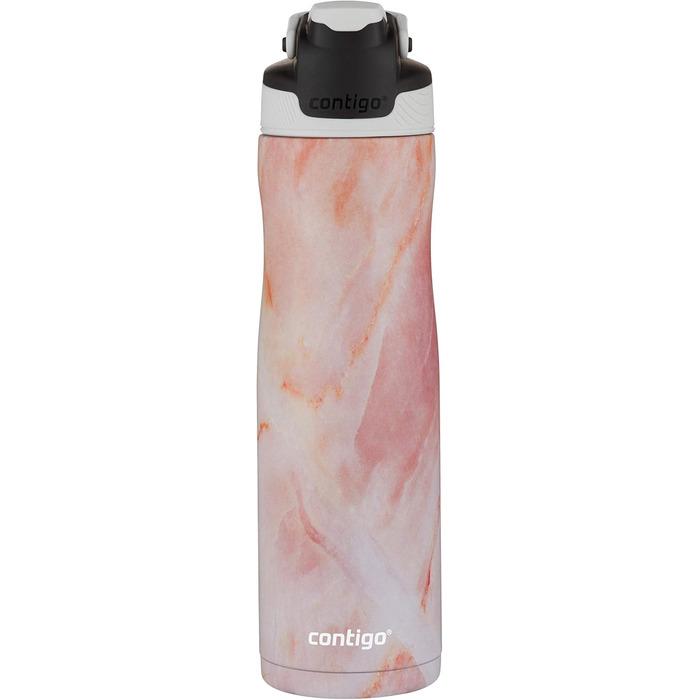Contigo Autoseal Chill Stainless Steel Water Bottle with Autoseal Technology, Insulated Bottle Keeps Drinks Cold for Up to 28 Hours, Leak-Proof, BPA-Free, 720 ml (Rose Quartz)