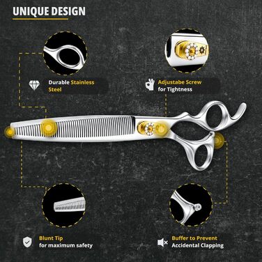 Професійна собача шерсть ножиці Dream Reach 8 дюймів - 440C нержавіюча сталь, ергономічна ручка, для собак та котів