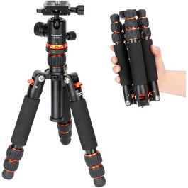 Міні штатив Koolehaoda для камери з алюмінію, 63 см, портативний, з кульковою головкою 360° та QR-платформою для DSLR/відеокамер, до 10 кг (Помаранчевий)