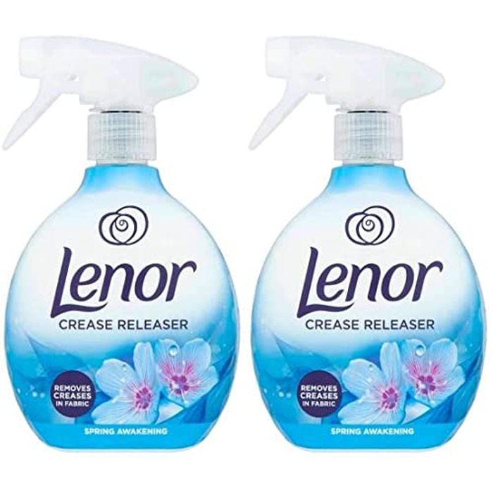 Спрей-розгладжувач тканини Lenor для видалення складок, аромат «Весняне пробудження», набір 2 x 500 мл