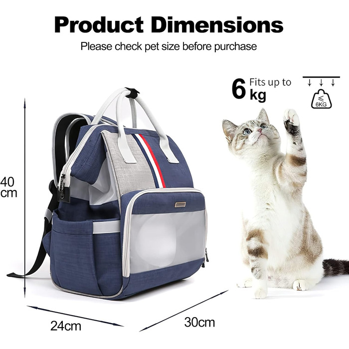 Рюкзак для котів та маленьких собак Galatée, дихаючий, для подорожей, походів, кемпінгу (світло-сірий)