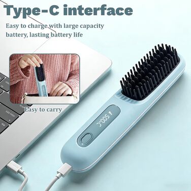 Бездротова щітка-випрямляч для волосся Mini Hair Straightener, 160-200°C, LED дисплей, 3 температурні режими, M2