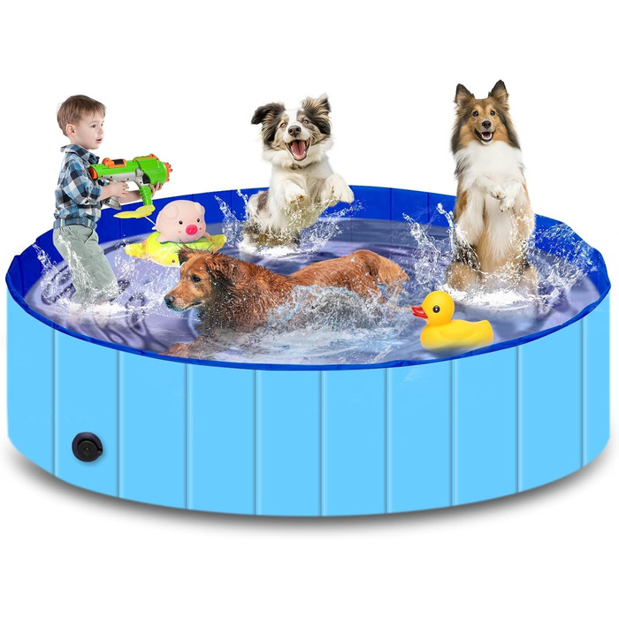 Зручний надувний басейн для собак та котів XL 160x30 см, розкладний, водонепроникний, антиковзкий