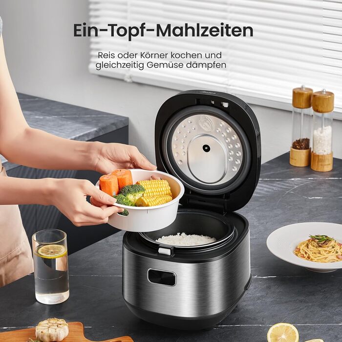 Рисоварка Midea 2л, 9 програм, антипригарна, пароварка, таймер, швидке приготування, для 1-3 осіб