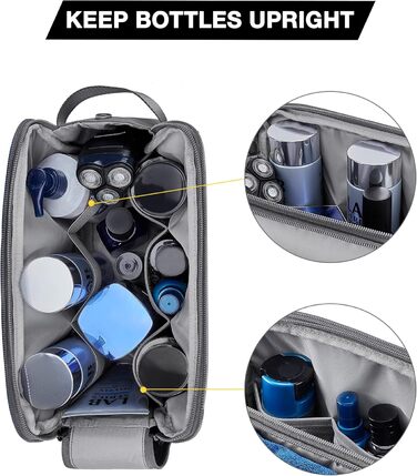 Чоловіча подорожня косметичка BAGSART з подвійною блискавкою, 5L, сіра (шкіряна фольга)