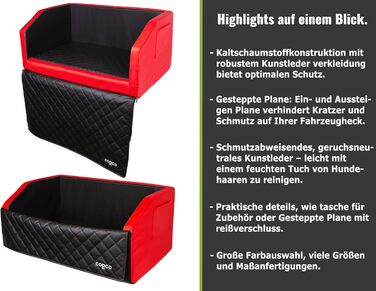 Захист для багажника авто з підкладкою для собак, 70x55x38 см, з кишенею, водовідштовхувальний, червоно-чорний