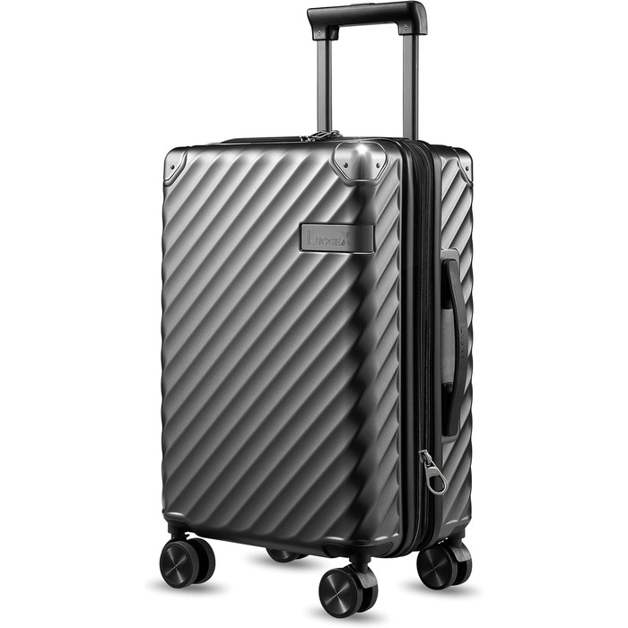 LUGGEX Carry-on Suitcase Hard Shell with Wheels - Expandable to 38L - Robust Polycarbonate for Stress-Free Travel (Black, 55*35*23CM)