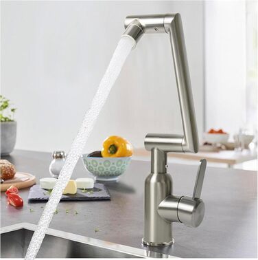 Кухонний змішувач Vorfenster з висувною насадкою, 1080° обертання, 2 режими, нержавіюча сталь, для кухні/ванної кімнати