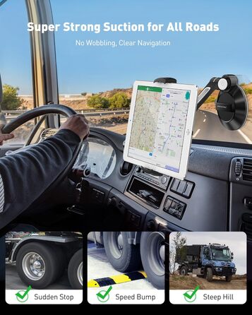 Підставка для планшету та смартфона AboveTEK з присоском – регульована 360° для iPad/смартфонів (4–11 дюймів), авто/стіна/офіс (чорний)