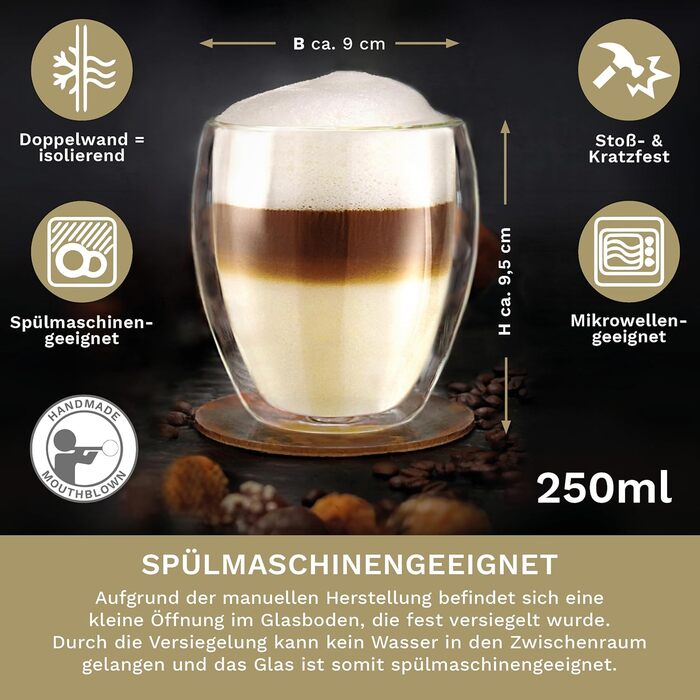 Created double-walled glasses 250ml 