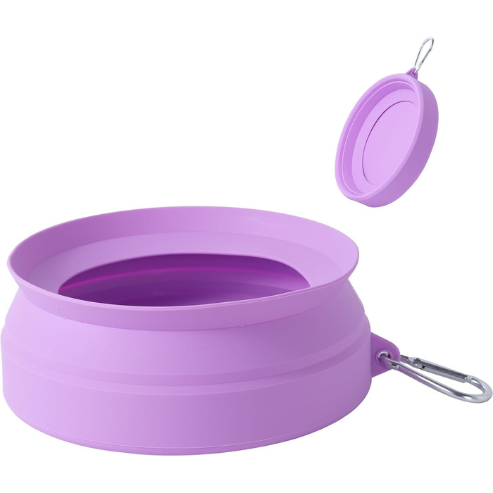 Складаний миска для води для собак SLSON, витокозахисний, портативний, для подорожей на авто, персиково-рожевий (світло-фіолетовий)