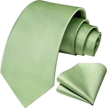 Краватка та нагрудна хустинка Enlision Solide - комплект для весілля, однотонні кольори (Salbeigrün)