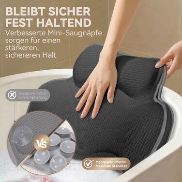 Подушка для ванни з 3D Air Mesh сітки, неслизька, швидковисихаюча, м'яка подушка для ванни (сіра)