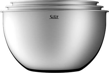 Silit 3-Piece Kitchen Bowl Set, Stainless Steel, Multifunctional as Mixing Bowl, Salad Bowl, Serving Bowl, Nesting