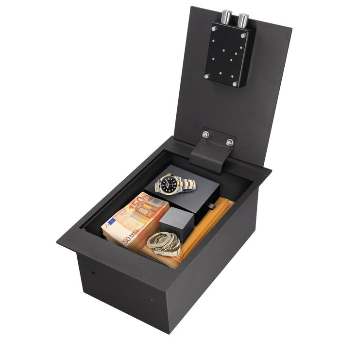 Вбудований сейф для підлоги з ключовим замком Tresor – 4L, 13x39x21 см (зовнішні розміри), 12x33x17 см (внутрішні розміри)