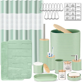розмір: набір для ванної кімнати на 26 предметів + пвх-шторка для душу + килимки