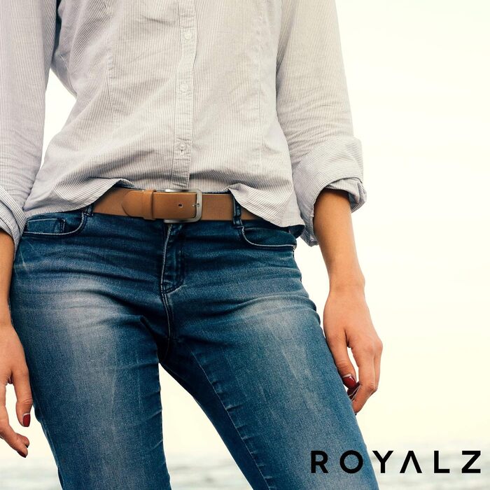 Жіночий шкіряний ремінь ROYALZ Vintage, 38 мм, буйволова шкіра, коричневий, під джинси/костюм, довжина 120 см (розмір 105 см)