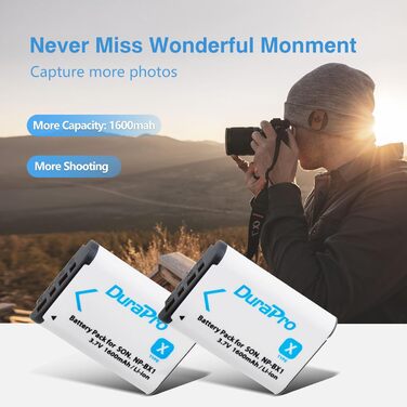 Durapro NP-BX1 акумулятор + зарядний пристрій Dual USB LCD для Sony RX100, RX100 II, WX500, HX300, HX400V та інших моделей Sony