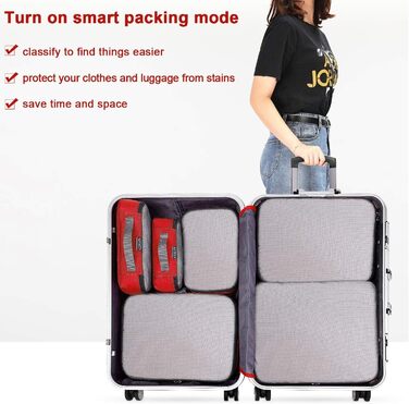 Органайзери для валізи G4Free (6 шт.) - набір для подорожей, червоний (1S+2M+2L+XL)