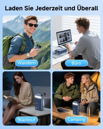 Power Bank 60000mAh 22,5W USB-C: Зовнішній акумулятор для смартфонів, планшетів, блакитний