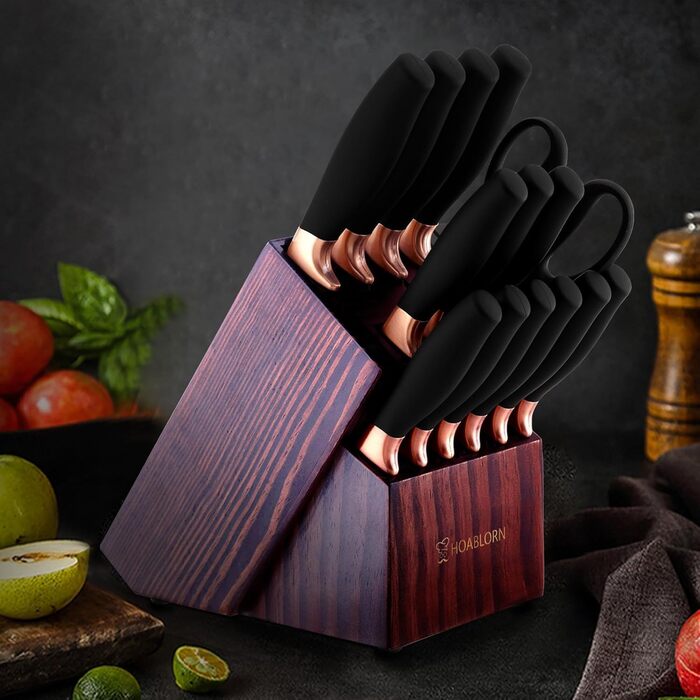 Набір ножів Chefhoablorn 15 предметів: професійний кухонний набір з нержавіючої сталі, 15 ножів у блоці
