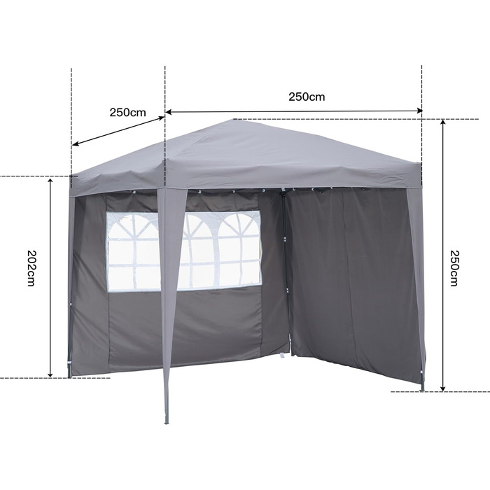 2.5x2.5m Folding Terrace Roof, Water-Repellent, Made of Steel and Polyester